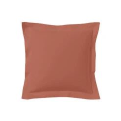 Lot De 2 Taies D'oreillers Terracotta 100% Coton 7 Lot De 2 Taies D'oreillers Terracotta 100% Coton -Magasin De Literie taie oreiller coton terracotta fond blanc 2