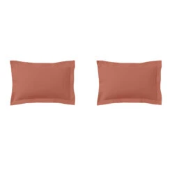 Lot De 2 Taies D'oreillers Terracotta 100% Coton 8 Lot De 2 Taies D'oreillers Terracotta 100% Coton -Magasin De Literie taie oreiller coton terracotta fond blanc 3