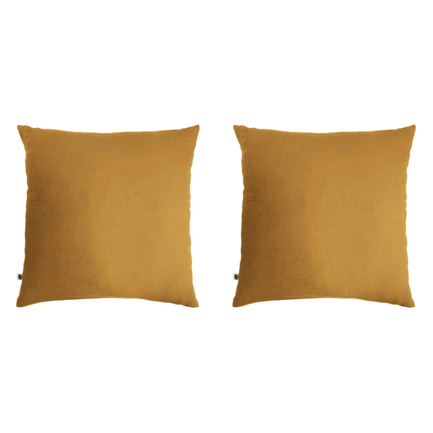 Lot De 2 Taies D'oreillers Double Gaze De Coton Jaune Safran 3 Lot De 2 Taies D'oreillers Double Gaze De Coton Jaune Safran