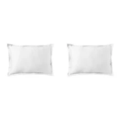 Lot De 2 Taies D'oreiller Blanc 100% Satin De Coton -Magasin De Literie taie oreiller satin blanc fond blanc 3
