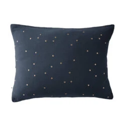 Taie D'oreiller à Pois Brodés Double Gaze De Coton Marine 7 Taie D'oreiller à Pois Brodés Double Gaze De Coton Marine -Magasin De Literie to chic marine