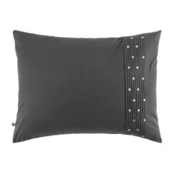 Taie D'oreiller Brodée Plis Religieuses Anthracite 6 Taie D'oreiller Brodée Plis Religieuses Anthracite -Magasin De Literie to2 agathe anthracite