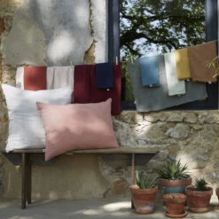 Taie D'oreiller Brodée Double Gaze De Coton Bordeaux -Magasin De Literie to boho ambiance 8