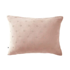 Taie D'oreiller Brodée Double Gaze De Coton Rose -Magasin De Literie to boho rose