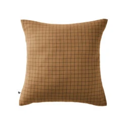 Taie D'oreiller à Carreaux Double Gaze De Coton Marron 6 Taie D'oreiller à Carreaux Double Gaze De Coton Marron -Magasin De Literie to mix carree marron fond blanc 1