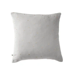 Taie D'oreiller à Pois Brodés Double Gaze De Coton Gris