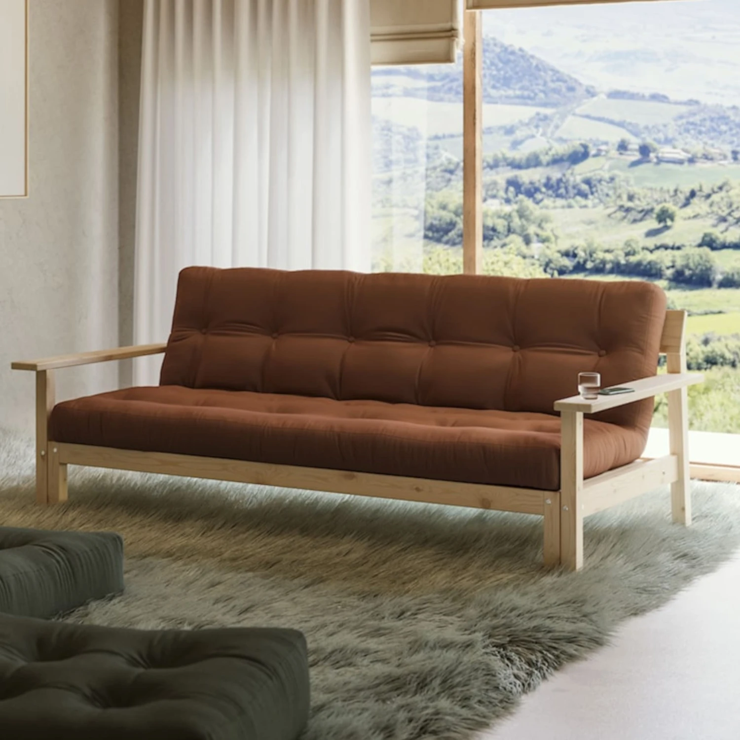 Banquette UNWIND En Pin Massif Naturel Avec Matelas Futon 130x190 4 Banquette UNWIND En Pin Massif Naturel Avec Matelas Futon 130x190 – Image 2