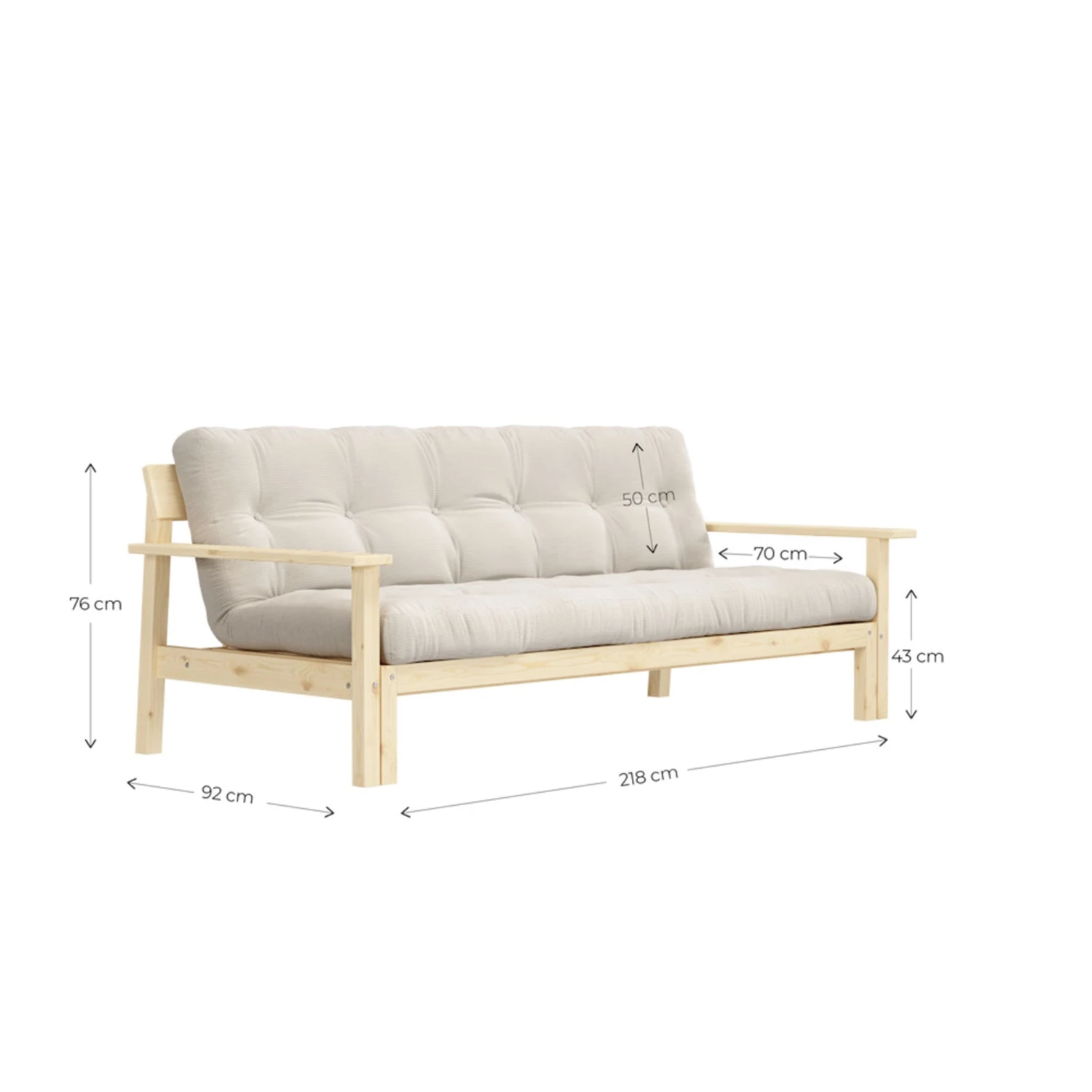 Banquette UNWIND En Pin Massif Naturel Avec Matelas Futon 130x190 9 Banquette UNWIND En Pin Massif Naturel Avec Matelas Futon 130x190 – Image 7