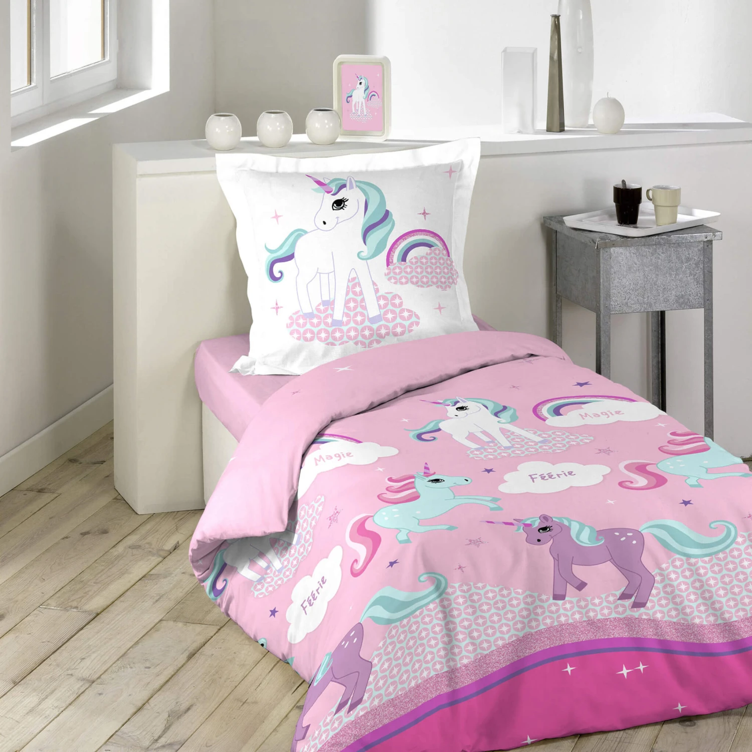 Parure De Lit Enfant Licorne Rose 140x200 3 Parure De Lit Enfant Licorne Rose 140x200