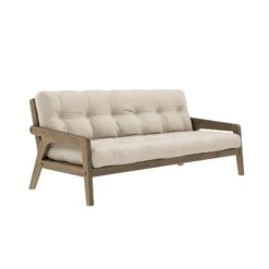 Banquette Ajustable GRAB En Pin Massif Foncé Avec Matelas Futon 130x190