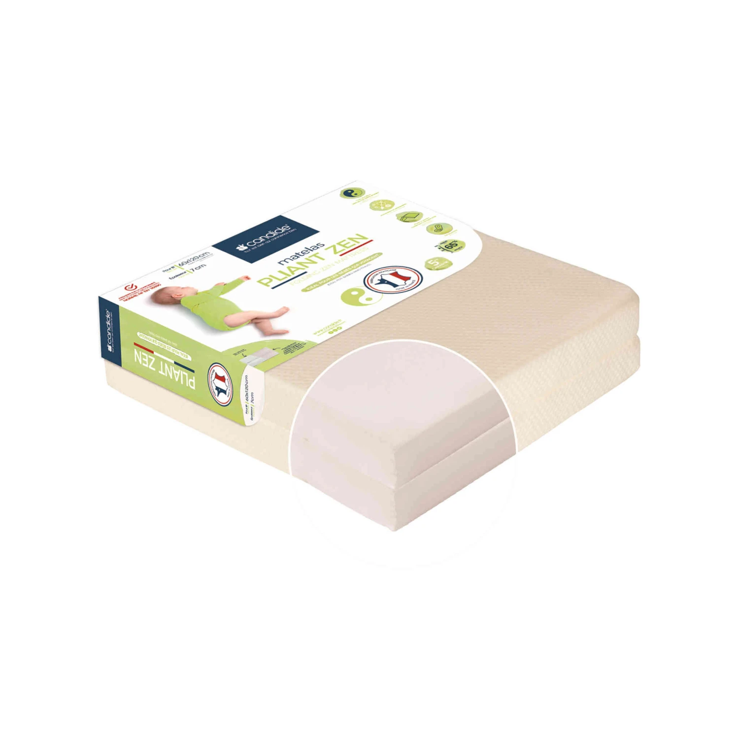 Candide Matelas Bébé Pliant ZEN 60x120 Cm 4 Candide Matelas Bébé Pliant ZEN 60x120 Cm – Image 2